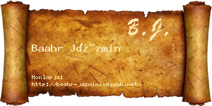 Baahr Jázmin névjegykártya